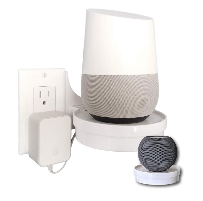 Mount Genie The Easy Outlet Shelf by Mount Genie - Works With All Outlets - 60 Second Install - Hidden Cord Cable Storage - Perfect Google Home Mount, Nest Wifi Mount, for Cameras, Voice Assistants, and More - Image 1